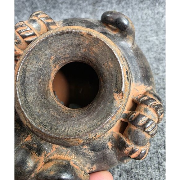 Elephant-Themed Black Terracotta Decorative Pot Made In Thailand - Picture 3 of 9